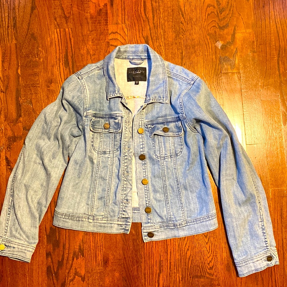 💐Floral lined denim jacket